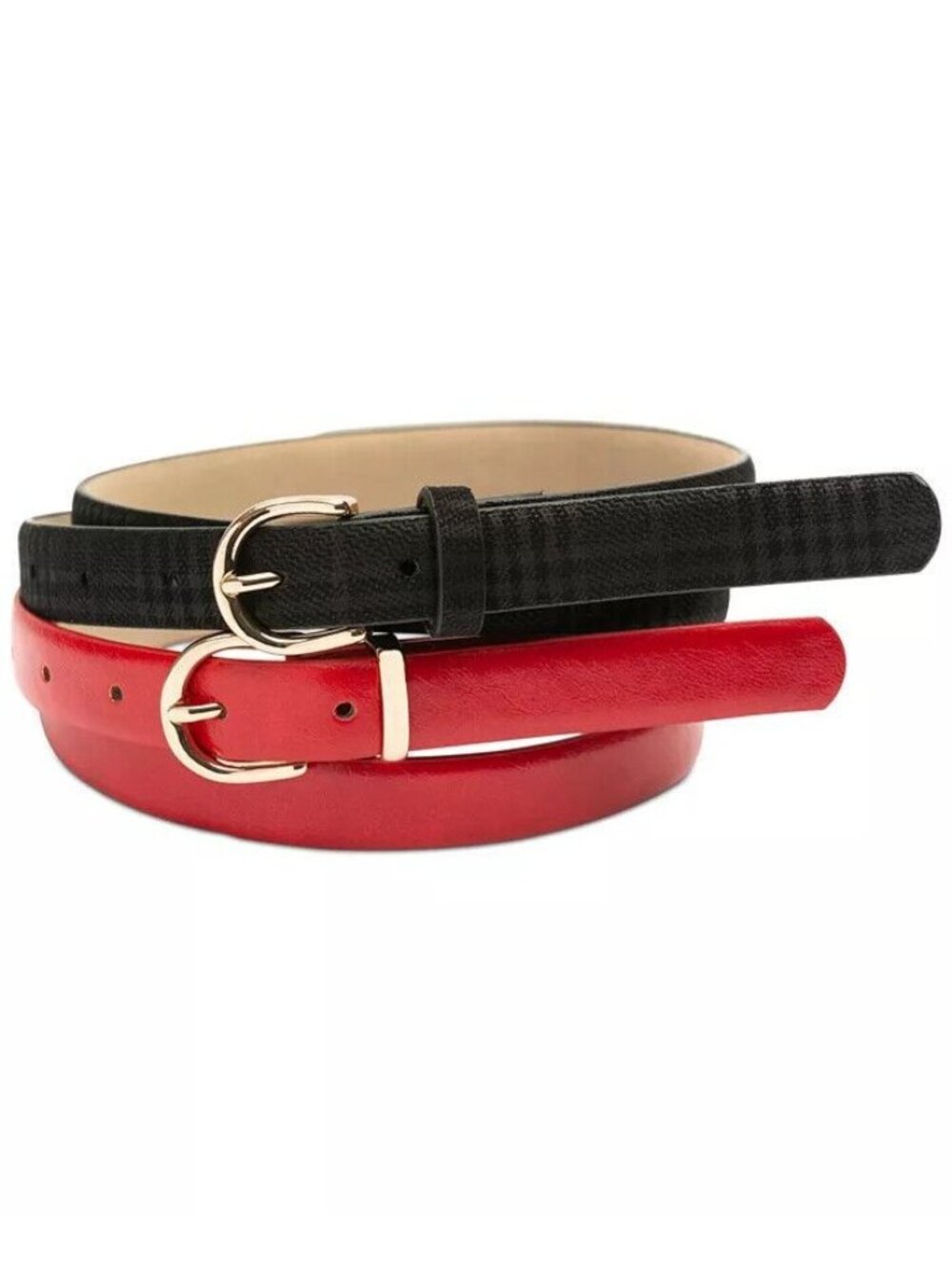 Giani Bernini Two-For-One Smooth & Plaid Belts